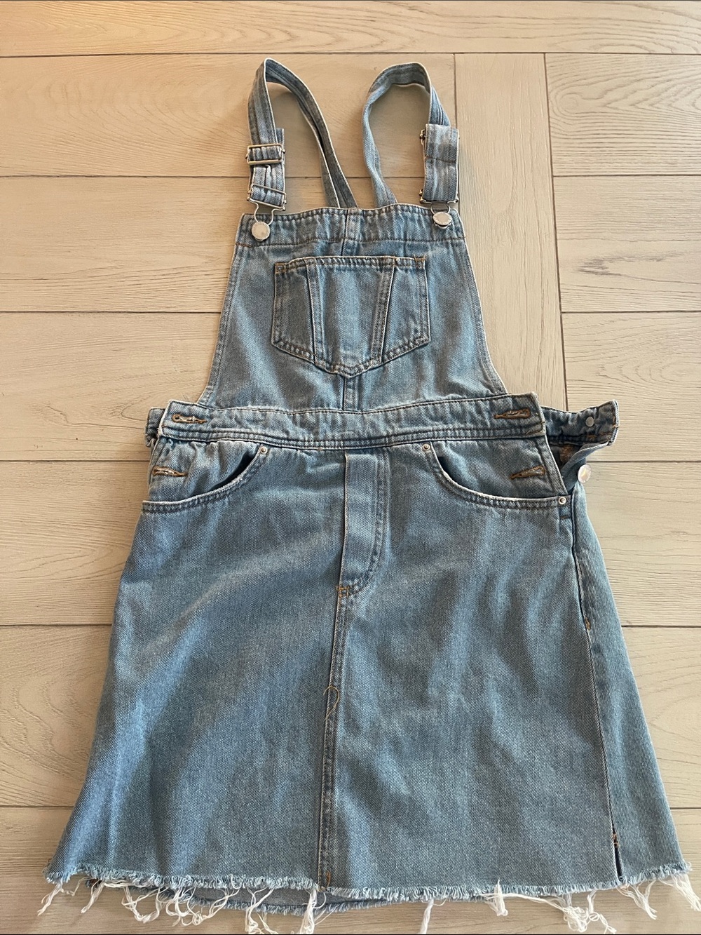 H&M Light Blue Denim Overall Mini Dress